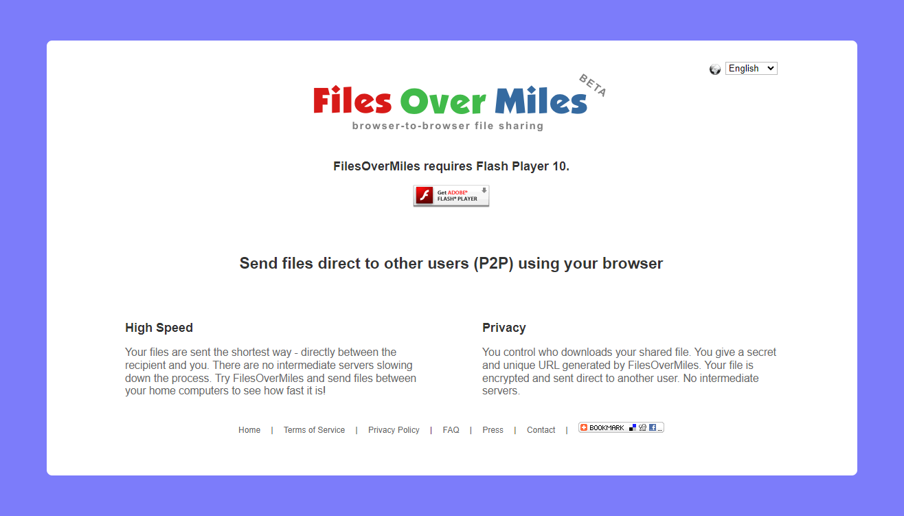 files over miles - browser to browser file sharing service based on flash 10