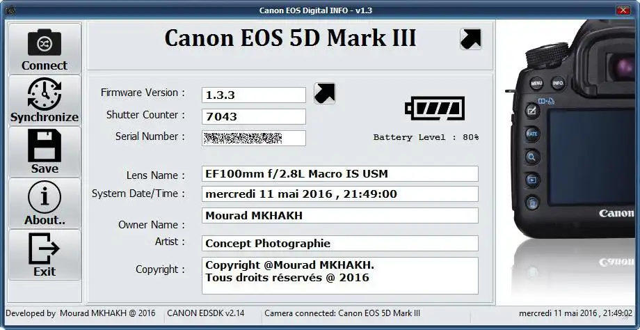 Download web tool or web app Canon EOS DIGITAL Info