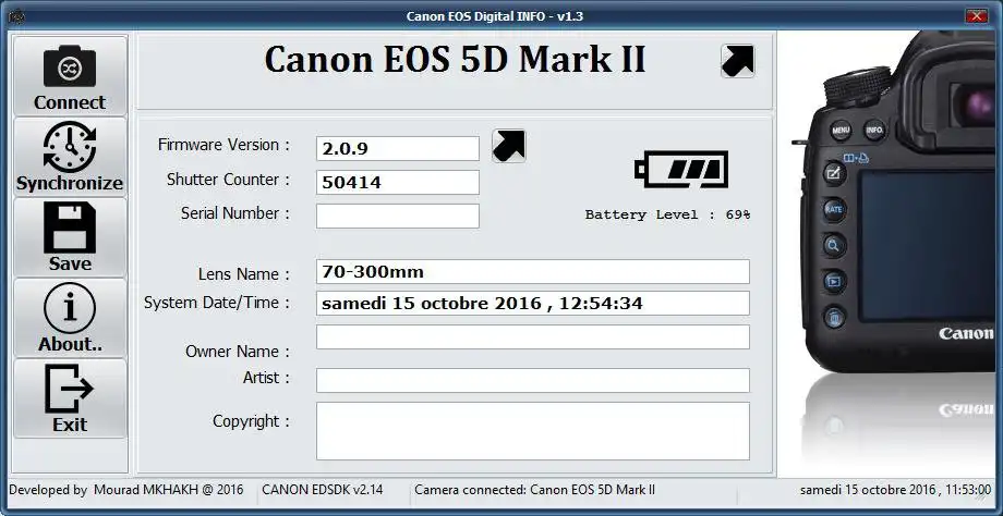 Download web tool or web app Canon EOS DIGITAL Info